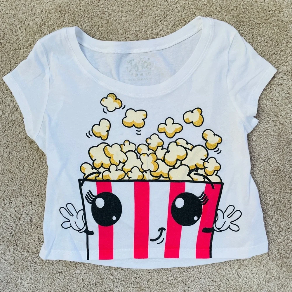 TWINS * SISTERS * BFFs * Matching popcorn cropped shirts Justice Girls size 10